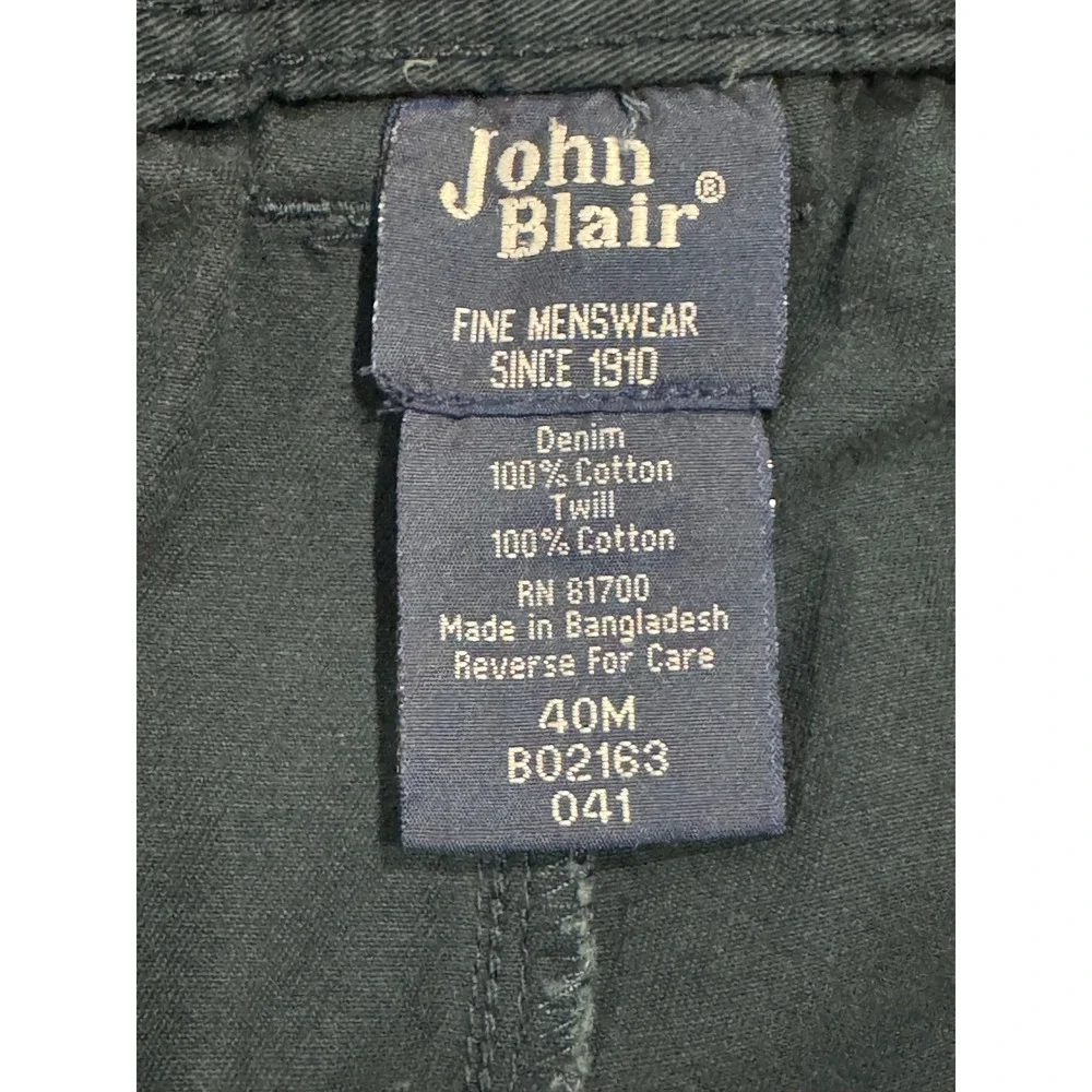 John Blair Mens Navy Blue Pleated Cotton Twill Denim Pants 40M B02163 041